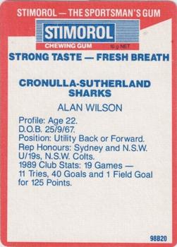 1990 Stimorol NRL #47 Allan Wilson Back